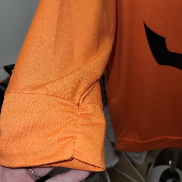 For G and PL Women's Pumpkin Top Size Large Orange with Face 3/4 Sleeves - Picture 3 of 7